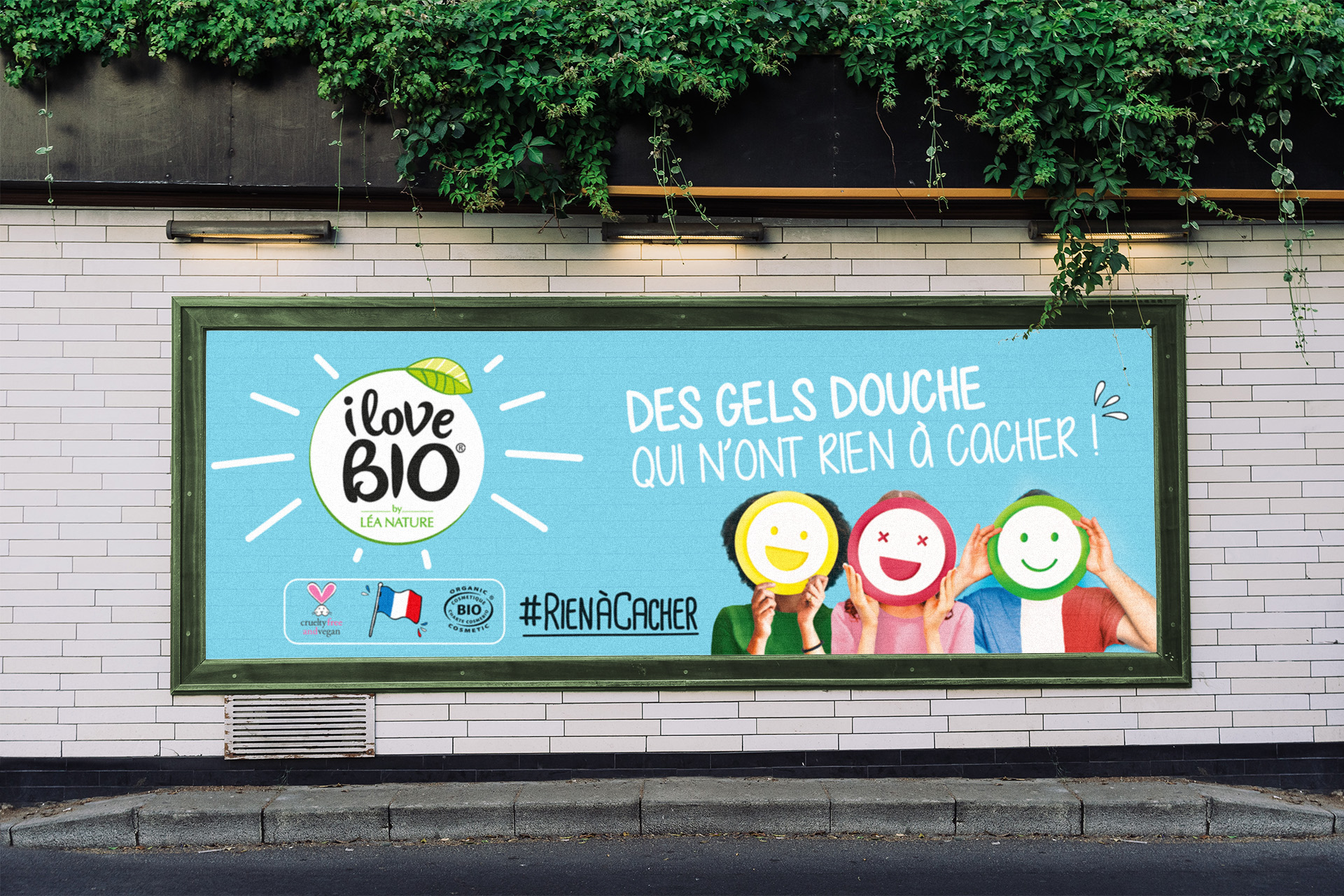 Visuel de panneau publicitaire avec un visuel de la marque I Love Bio