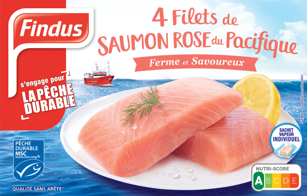 Facing du poisson cru Findus 4 filets de saumon rose du pacifique