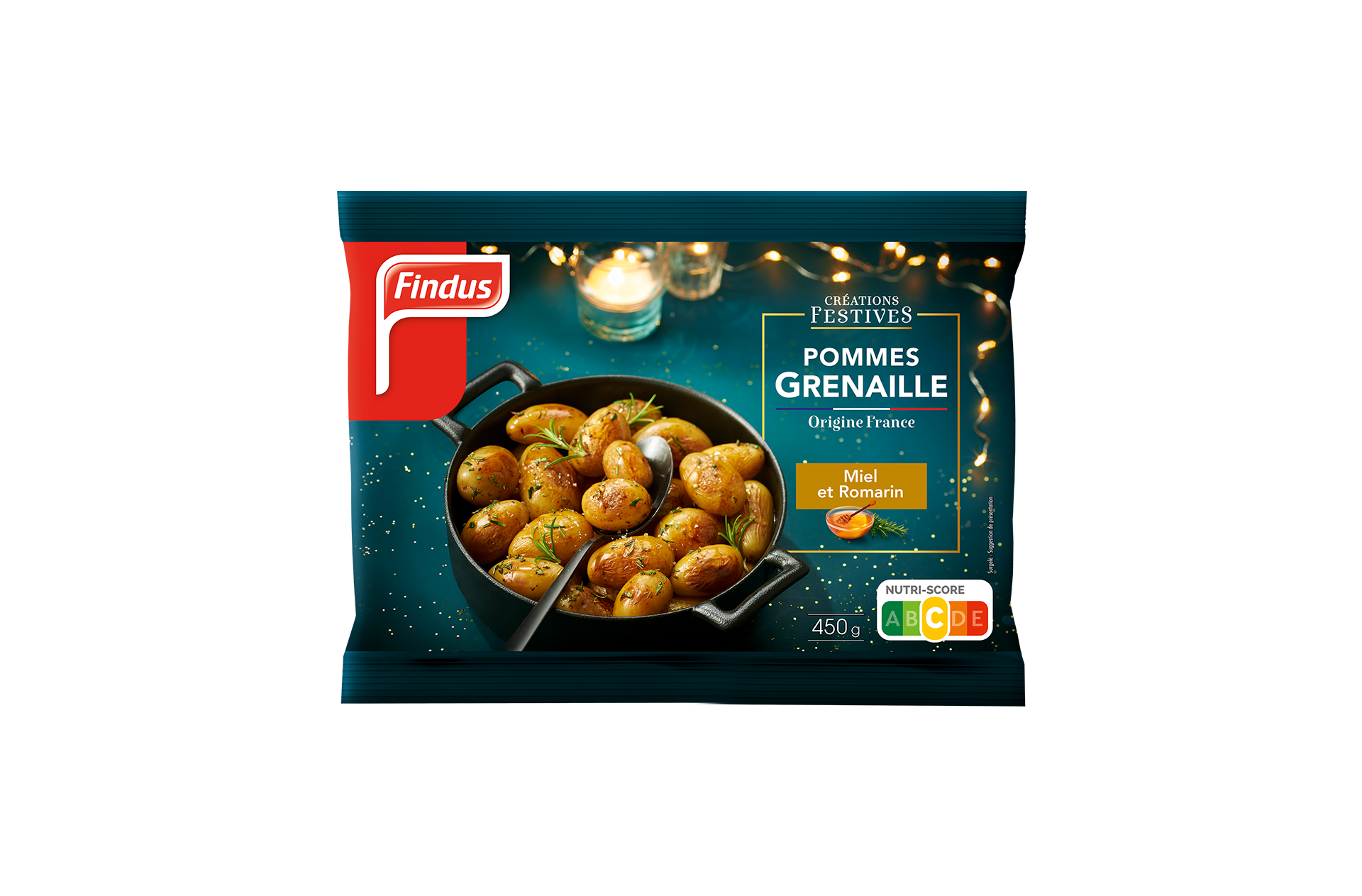 Facing du pack écrasé de pommes grenailles