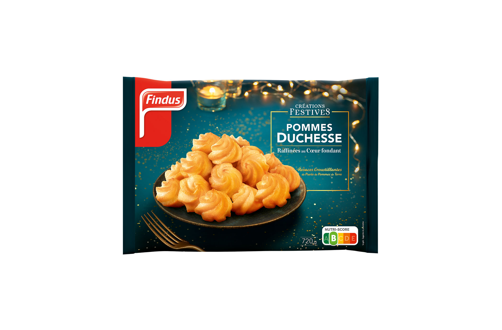 Facing du pack des pommes duchesses créations festives Findus