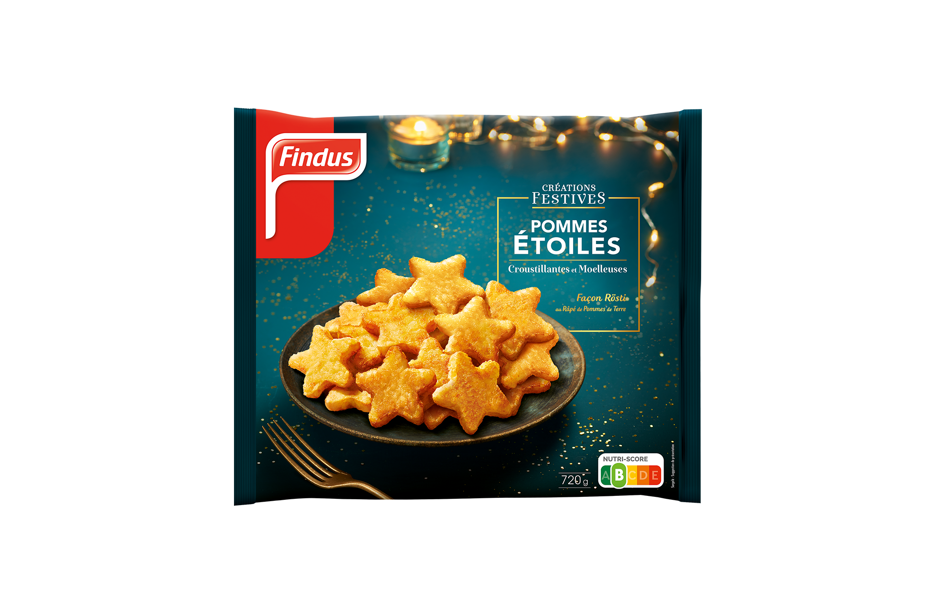 Facing du pack pommes étoiles créations festives Findus