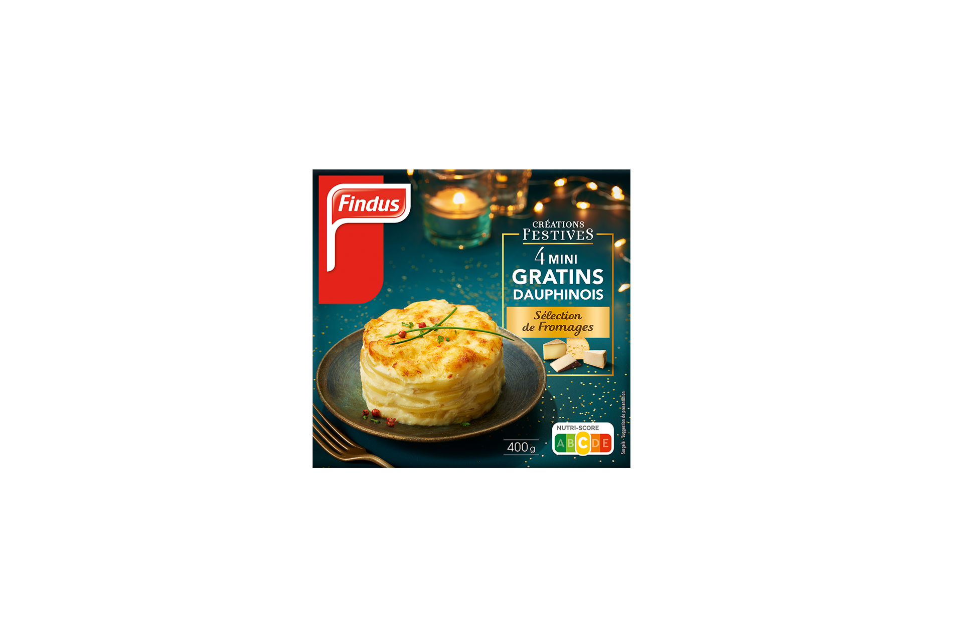Facing du pack gratin dauphinois fromage créations festives Findus